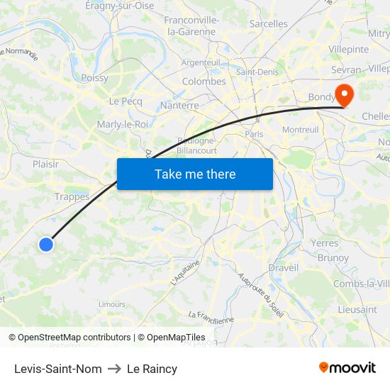 Levis-Saint-Nom to Le Raincy map