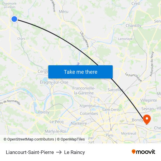 Liancourt-Saint-Pierre to Le Raincy map