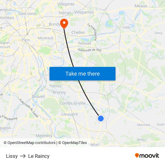 Lissy to Le Raincy map