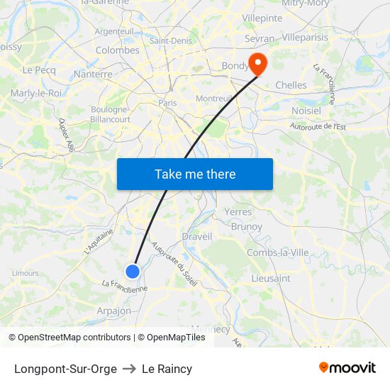Longpont-Sur-Orge to Le Raincy map