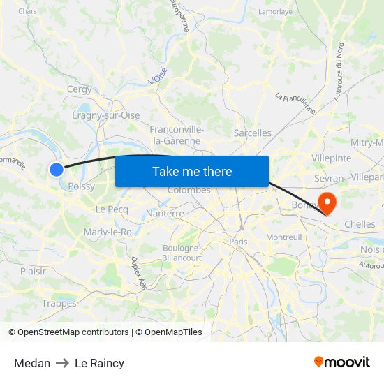 Medan to Le Raincy map