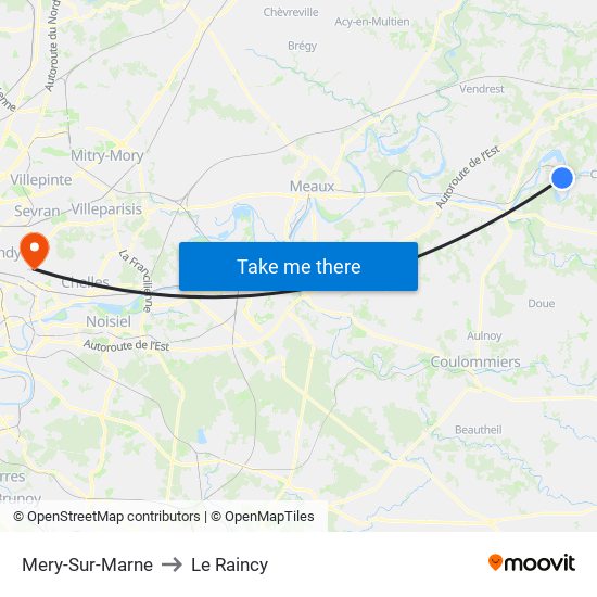 Mery-Sur-Marne to Le Raincy map