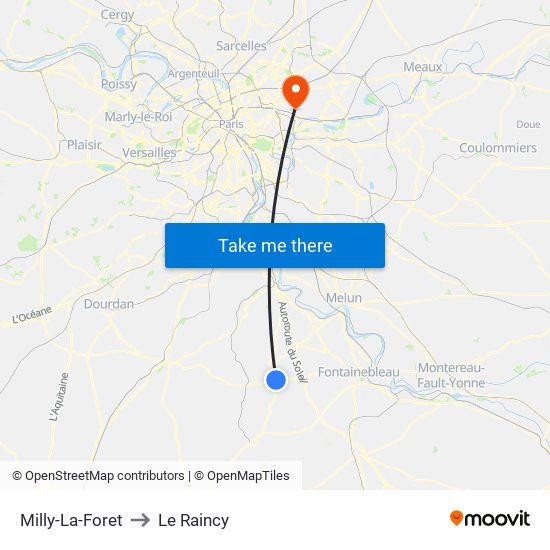 Milly-La-Foret to Le Raincy map