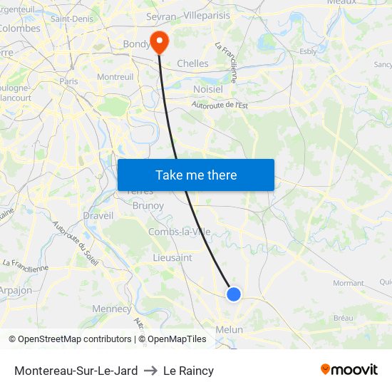 Montereau-Sur-Le-Jard to Le Raincy map