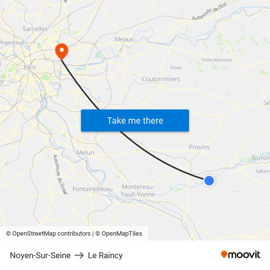 Noyen-Sur-Seine to Le Raincy map