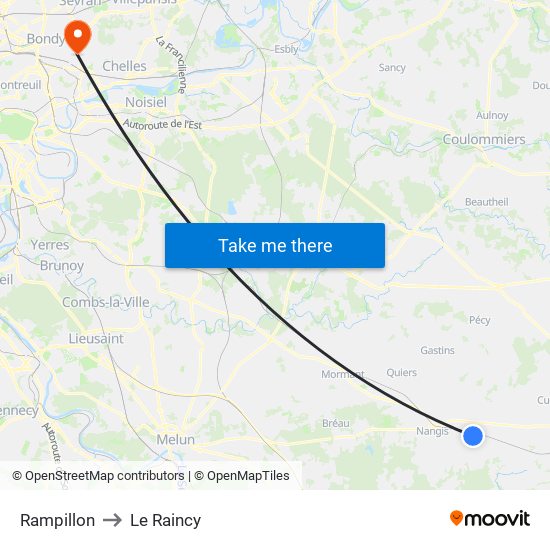 Rampillon to Le Raincy map