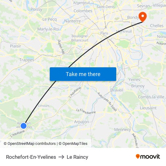 Rochefort-En-Yvelines to Le Raincy map
