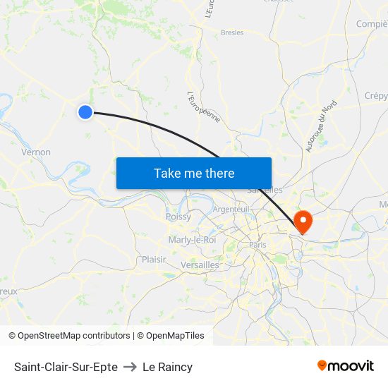 Saint-Clair-Sur-Epte to Le Raincy map