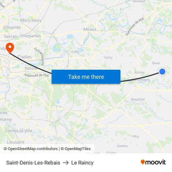 Saint-Denis-Les-Rebais to Le Raincy map