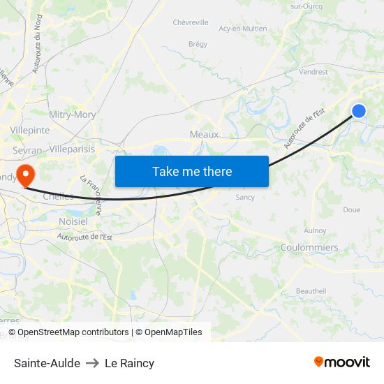 Sainte-Aulde to Le Raincy map