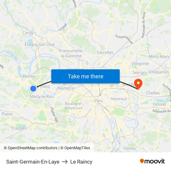 Saint-Germain-En-Laye to Le Raincy map