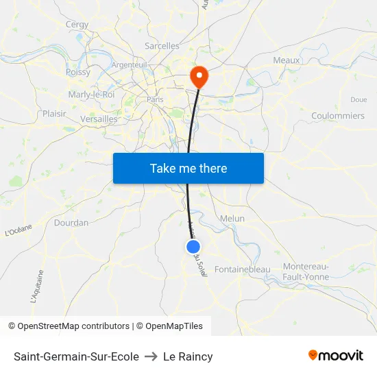 Saint-Germain-Sur-Ecole to Le Raincy map