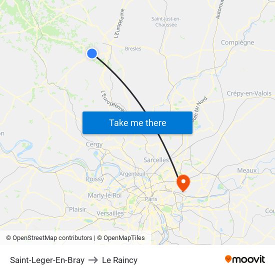 Saint-Leger-En-Bray to Le Raincy map