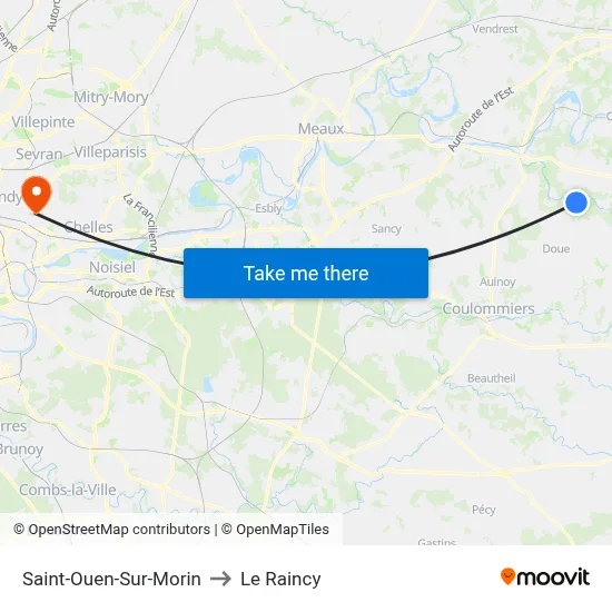 Saint-Ouen-Sur-Morin to Le Raincy map
