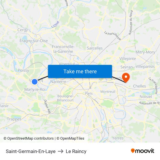 Saint-Germain-En-Laye to Le Raincy map