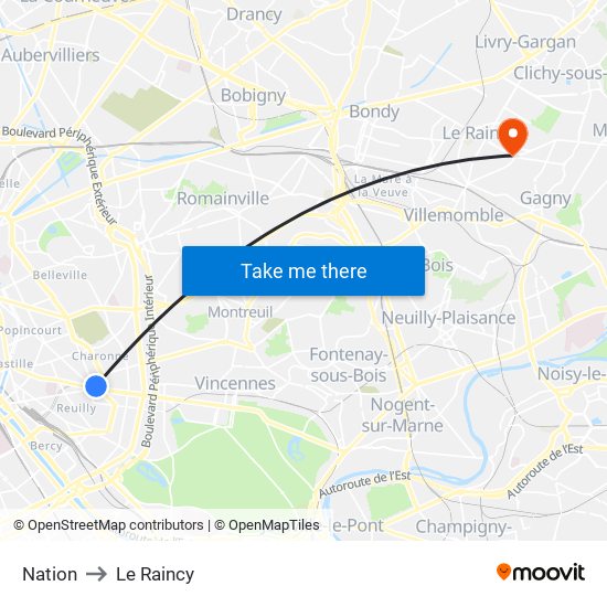 Nation to Le Raincy map