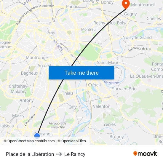 Place de la Libération to Le Raincy map