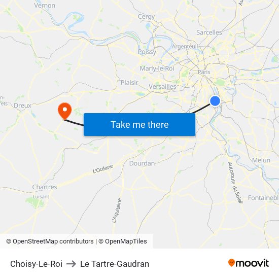 Choisy-Le-Roi to Le Tartre-Gaudran map