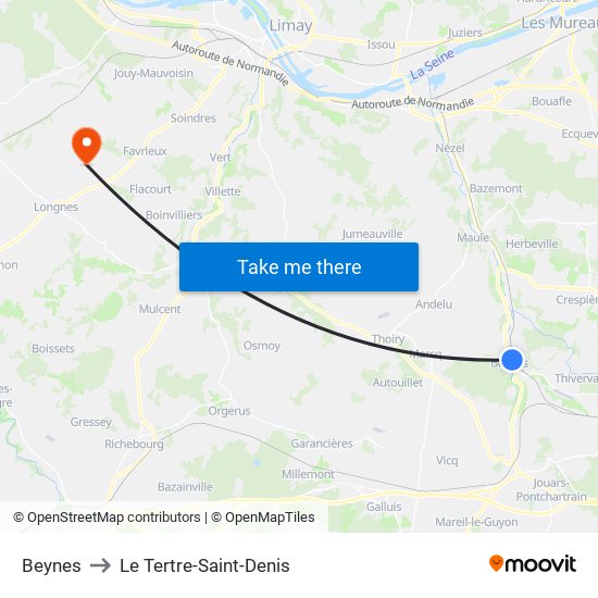 Beynes to Le Tertre-Saint-Denis map