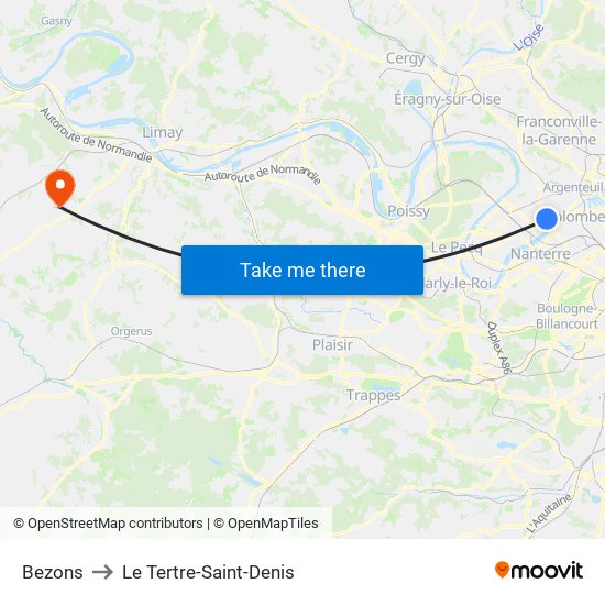 Bezons to Le Tertre-Saint-Denis map