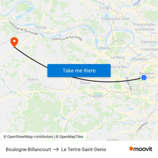 Boulogne-Billancourt to Le Tertre-Saint-Denis map