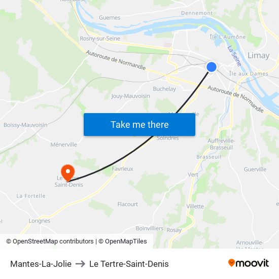 Mantes-La-Jolie to Le Tertre-Saint-Denis map