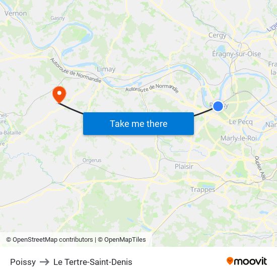 Poissy to Le Tertre-Saint-Denis map