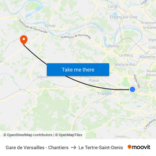 Gare de Versailles - Chantiers to Le Tertre-Saint-Denis map