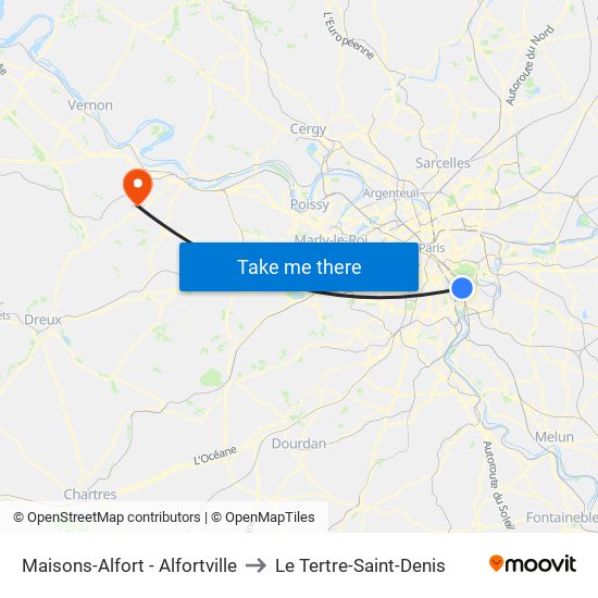 Maisons-Alfort - Alfortville to Le Tertre-Saint-Denis map