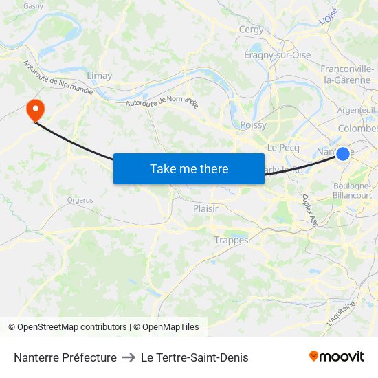 Nanterre Préfecture to Le Tertre-Saint-Denis map
