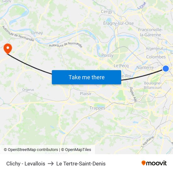 Clichy - Levallois to Le Tertre-Saint-Denis map