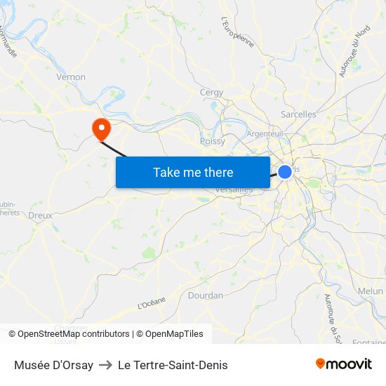 Musée D'Orsay to Le Tertre-Saint-Denis map