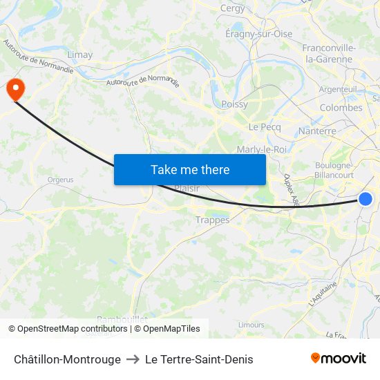 Châtillon-Montrouge to Le Tertre-Saint-Denis map