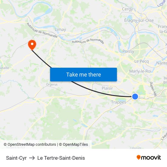 Saint-Cyr to Le Tertre-Saint-Denis map