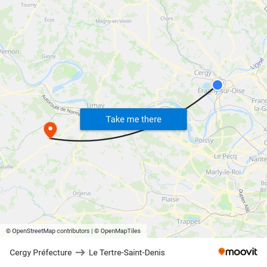 Cergy Préfecture to Le Tertre-Saint-Denis map