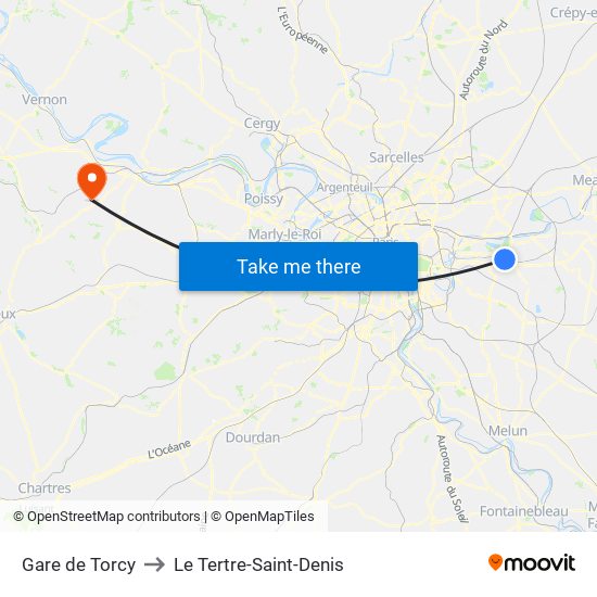 Gare de Torcy to Le Tertre-Saint-Denis map