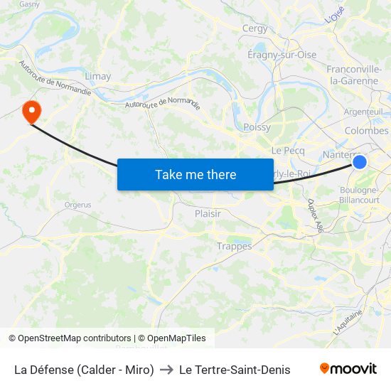 La Défense (Calder - Miro) to Le Tertre-Saint-Denis map