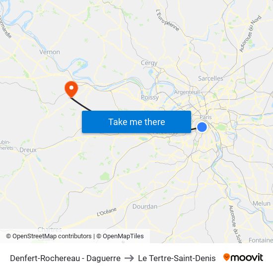 Denfert-Rochereau - Daguerre to Le Tertre-Saint-Denis map