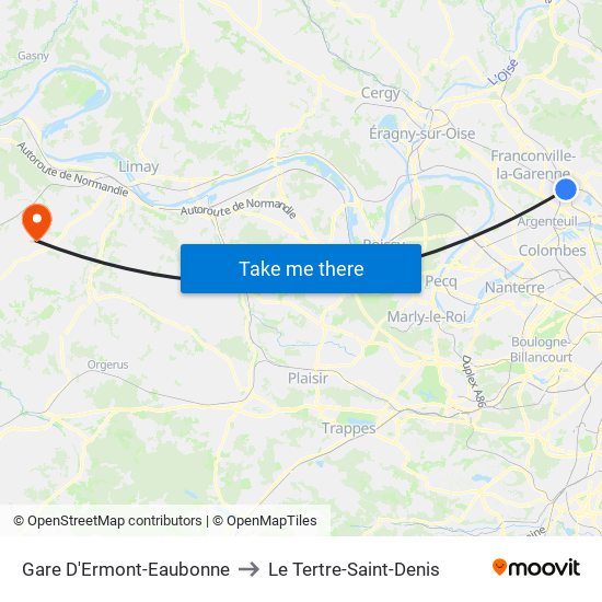 Gare D'Ermont-Eaubonne to Le Tertre-Saint-Denis map