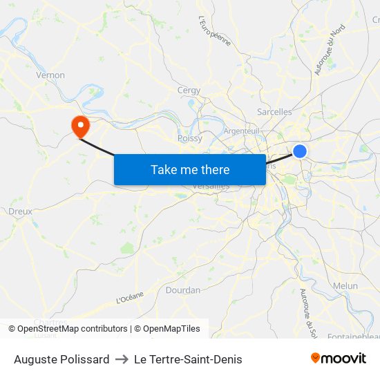 Auguste Polissard to Le Tertre-Saint-Denis map