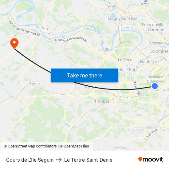 Cours de L'Ile Seguin to Le Tertre-Saint-Denis map