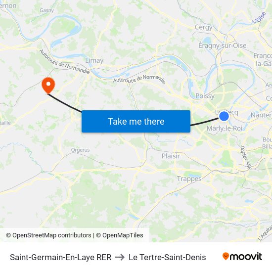 Saint-Germain-En-Laye RER to Le Tertre-Saint-Denis map