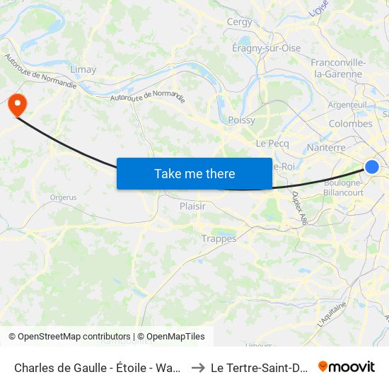 Charles de Gaulle - Étoile - Wagram to Le Tertre-Saint-Denis map