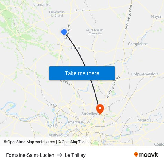 Fontaine-Saint-Lucien to Le Thillay map