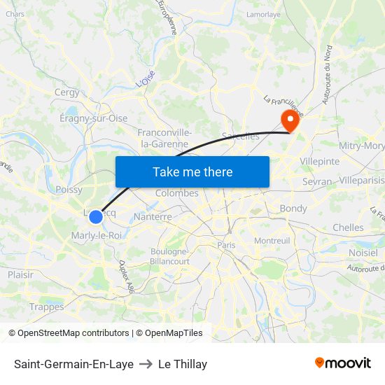 Saint-Germain-En-Laye to Le Thillay map