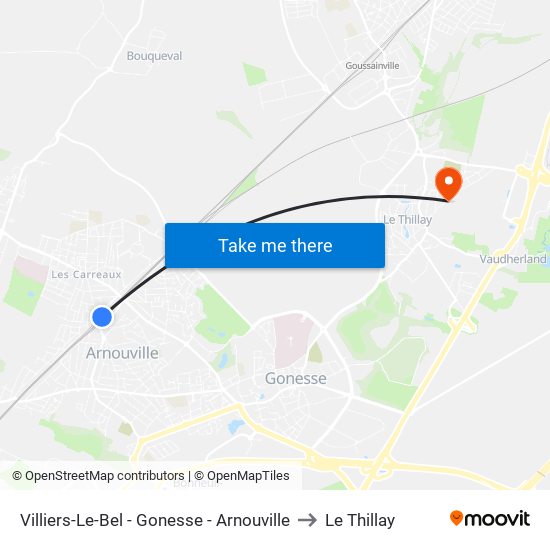 Villiers-Le-Bel - Gonesse - Arnouville to Le Thillay map