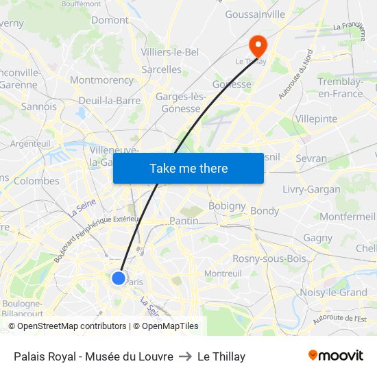 Palais Royal - Musée du Louvre to Le Thillay map