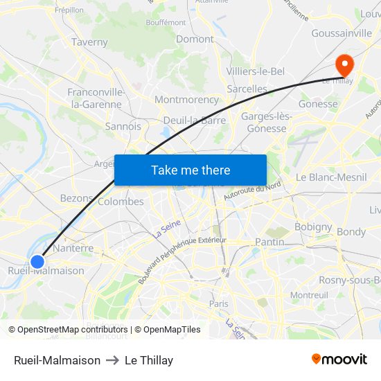 Rueil-Malmaison to Le Thillay map