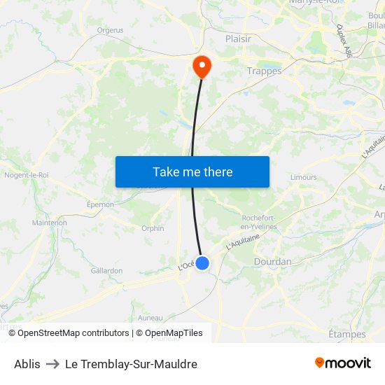 Ablis to Le Tremblay-Sur-Mauldre map