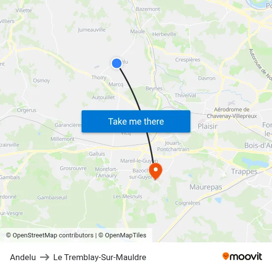 Andelu to Le Tremblay-Sur-Mauldre map
